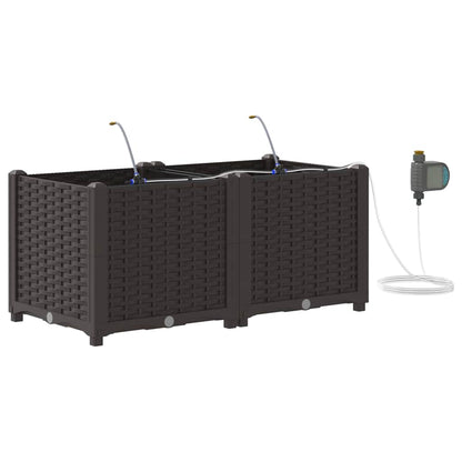 vidaXL Garten-Pflanzgefäß 2 pcs Braun Stahl