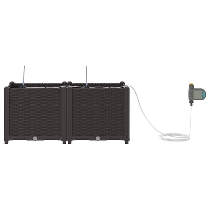 vidaXL Garten-Pflanzgefäß 2 pcs Braun Stahl