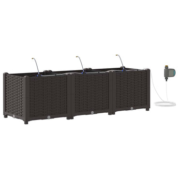 vidaXL Garten-Pflanzgefäß 3 pcs Braun Stahl