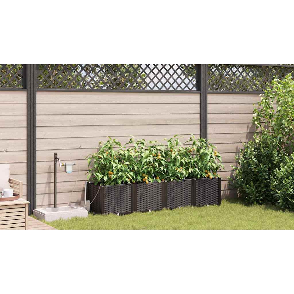 vidaXL Garten-Pflanzgefäß 4 pcs Braun Stahl