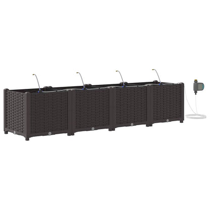 vidaXL Garten-Pflanzgefäß 4 pcs Braun Stahl