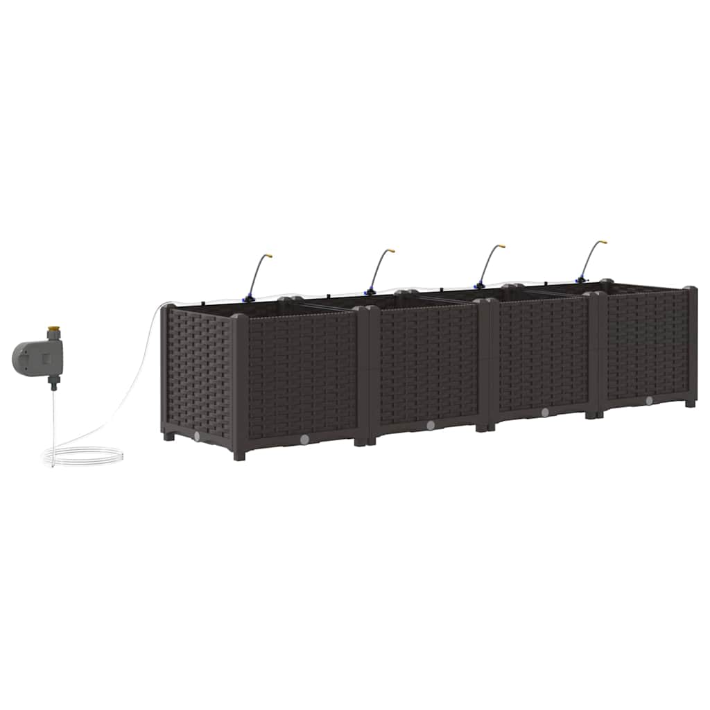 vidaXL Garten-Pflanzgefäß 4 pcs Braun Stahl
