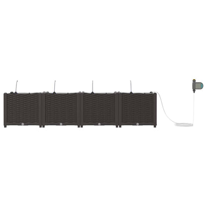 vidaXL Garten-Pflanzgefäß 4 pcs Braun Stahl