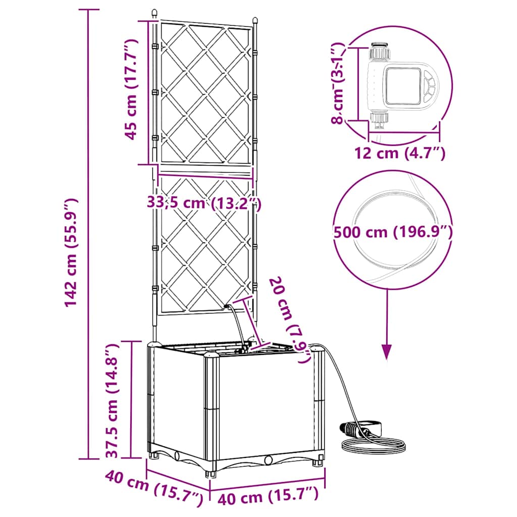 Garten-Pflanzgefäß Braun 40 x 40 x 142 cm Stahl