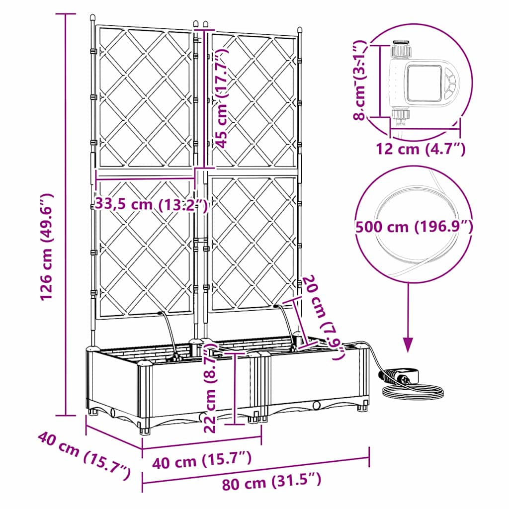 Garten-Pflanzgefäß 2 pcs Braun Stahl