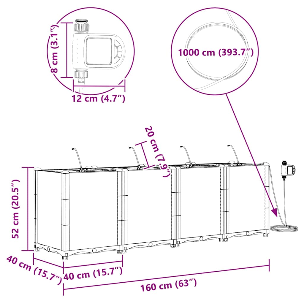 Garten-Pflanzgefäß 4 pcs Braun Stahl