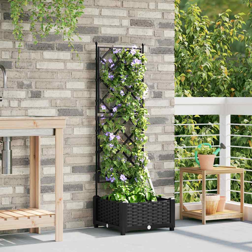 vidaXL Garten-Pflanzgefäß Schwarz 40 x 40 x 125,5 cm Stahl