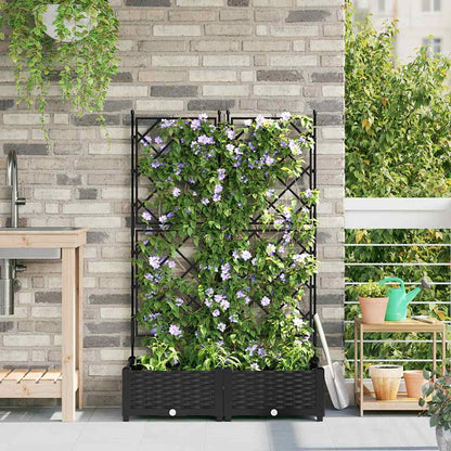 vidaXL Garten-Pflanzgefäß 2 pcs Schwarz 80 x 40 x 125,5 cm Stahl