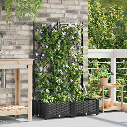 vidaXL Garten-Pflanzgefäß 2 pcs Schwarz 80 x 40 x 125,5 cm Stahl