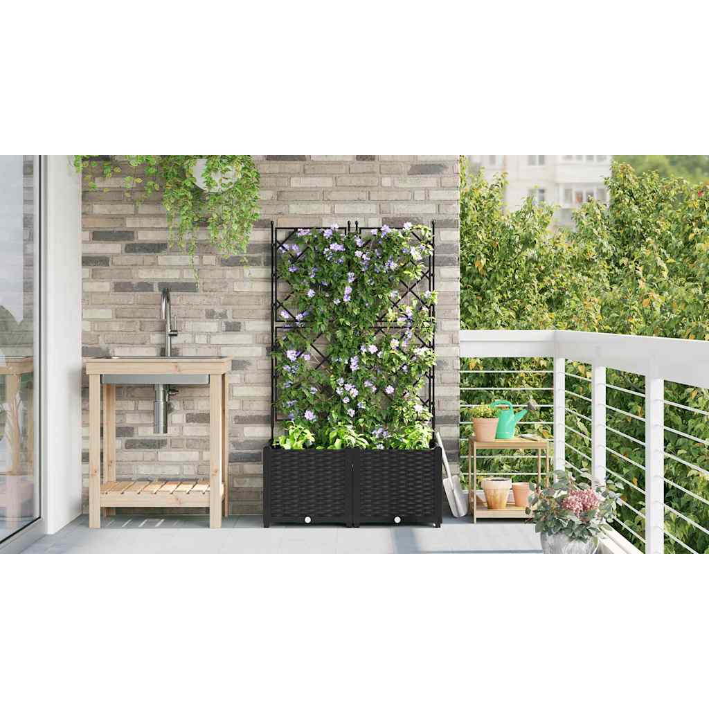 vidaXL Garten-Pflanzgefäß 2 pcs Schwarz 80 x 40 x 143 cm Stahl