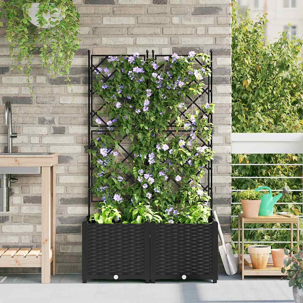 vidaXL Garten-Pflanzgefäß 2 pcs Schwarz 80 x 40 x 143 cm Stahl