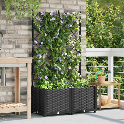 vidaXL Garten-Pflanzgefäß 2 pcs Schwarz 80 x 40 x 143 cm Stahl