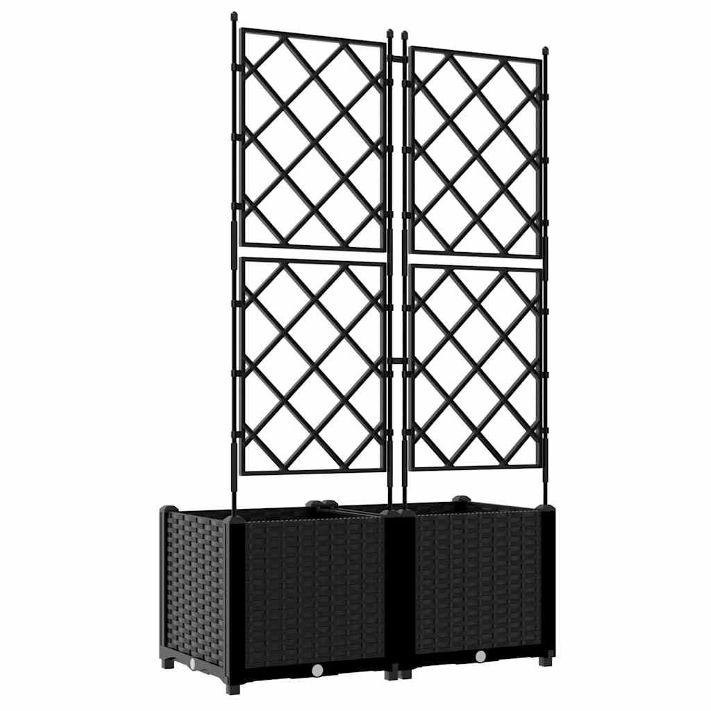 vidaXL Garten-Pflanzgefäß 2 pcs Schwarz 80 x 40 x 143 cm Stahl