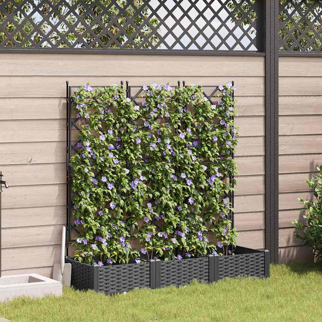 vidaXL Garten-Pflanzgefäß 3 pcs Schwarz 120 x 40 x 125,5 cm Stahl