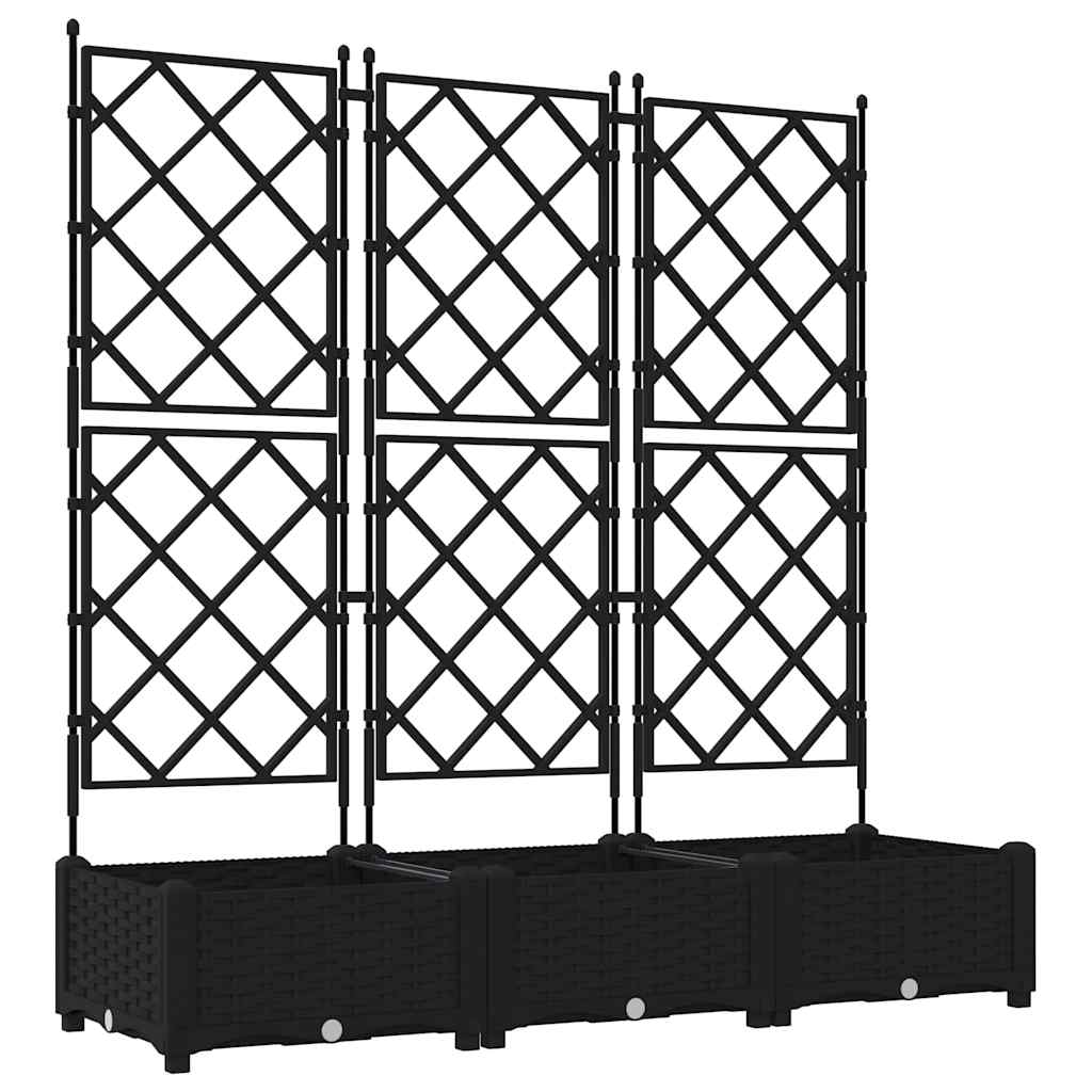 vidaXL Garten-Pflanzgefäß 3 pcs Schwarz 120 x 40 x 125,5 cm Stahl