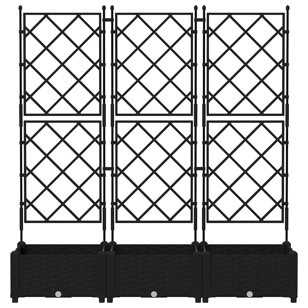 vidaXL Garten-Pflanzgefäß 3 pcs Schwarz 120 x 40 x 125,5 cm Stahl