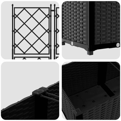 vidaXL Garten-Pflanzgefäß 3 pcs Schwarz 80 x 80 x 143 cm Stahl
