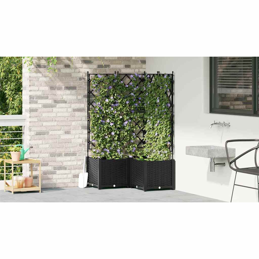 vidaXL Garten-Pflanzgefäß 3 pcs Schwarz 80 x 80 x 143 cm Stahl