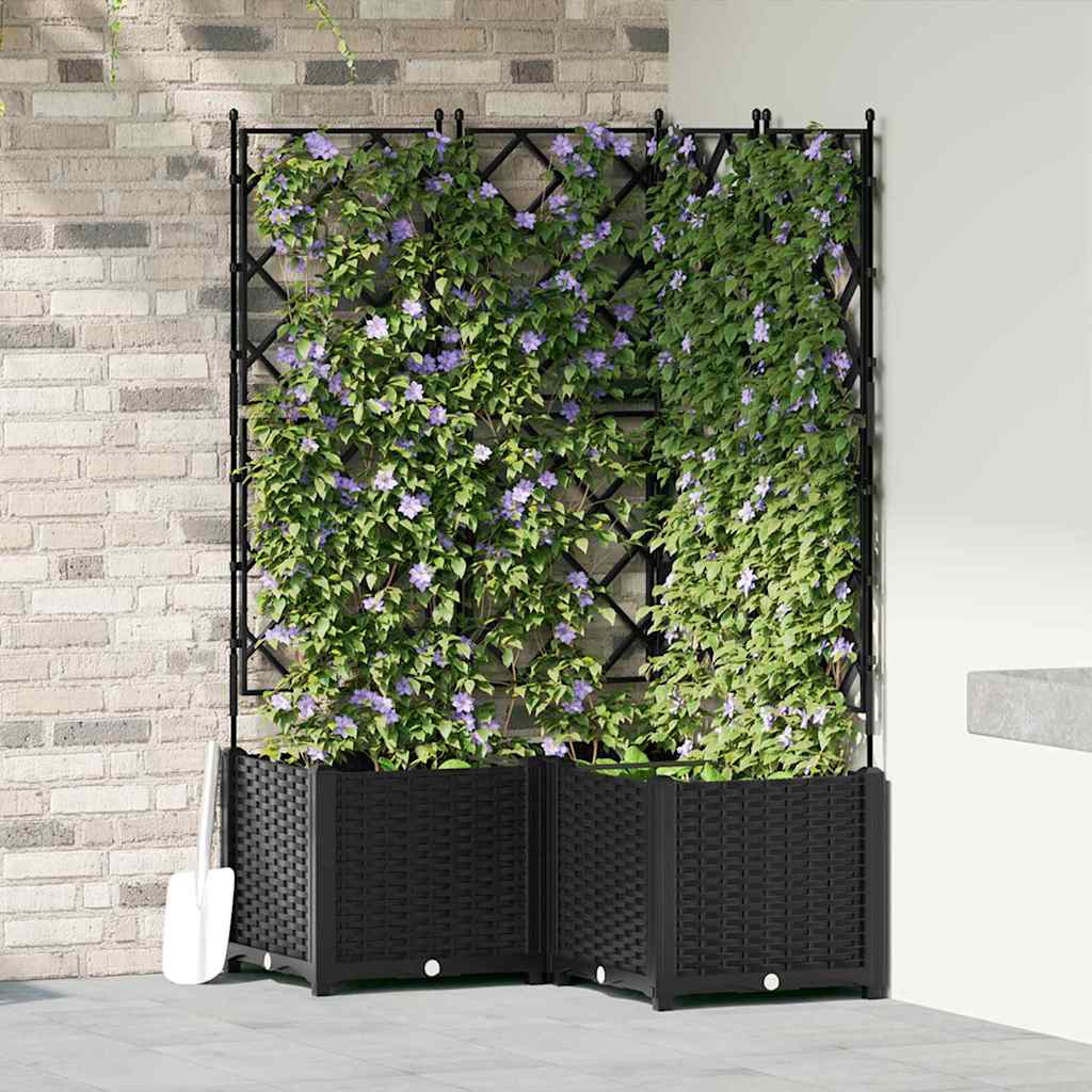 vidaXL Garten-Pflanzgefäß 3 pcs Schwarz 80 x 80 x 143 cm Stahl