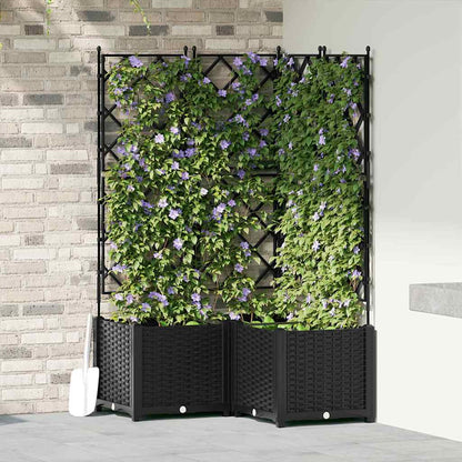vidaXL Garten-Pflanzgefäß 3 pcs Schwarz 80 x 80 x 143 cm Stahl