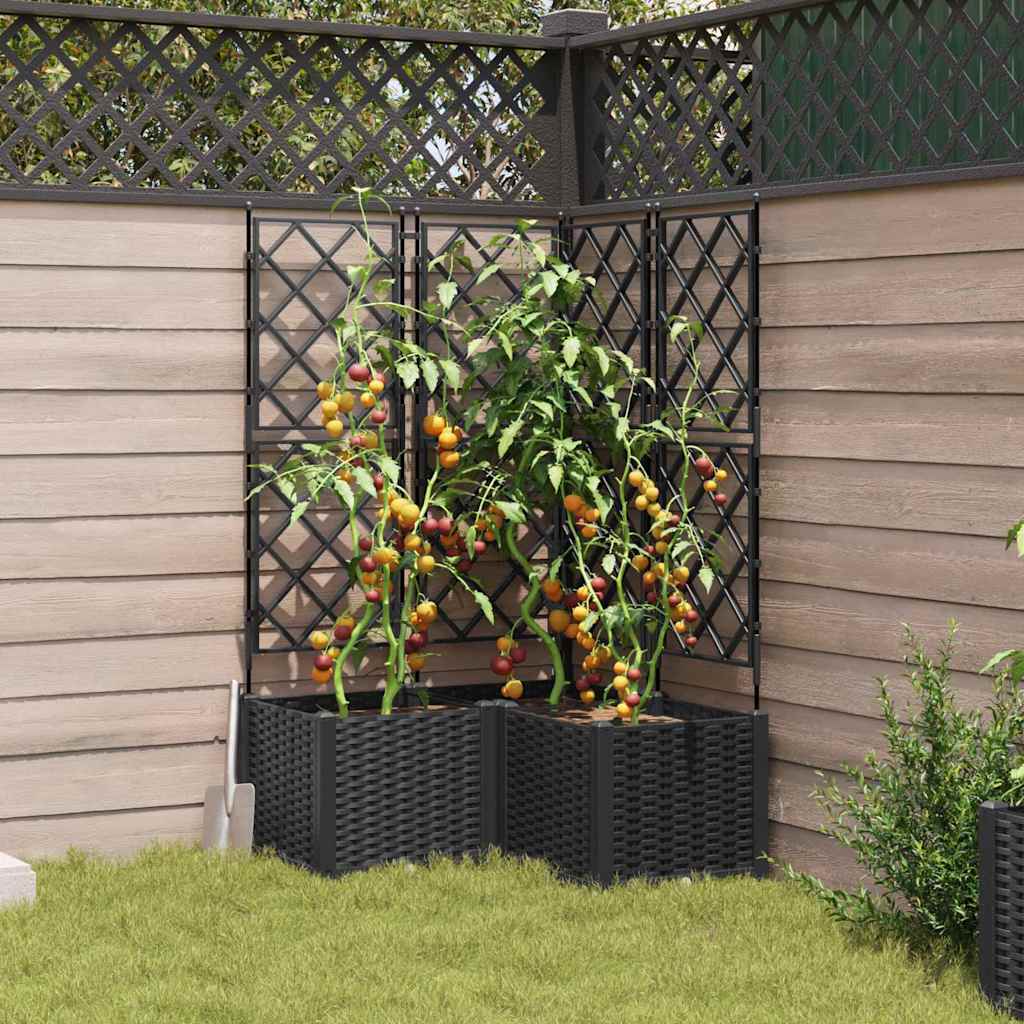vidaXL Garten-Pflanzgefäß 3 pcs Schwarz 80 x 80 x 143 cm Stahl