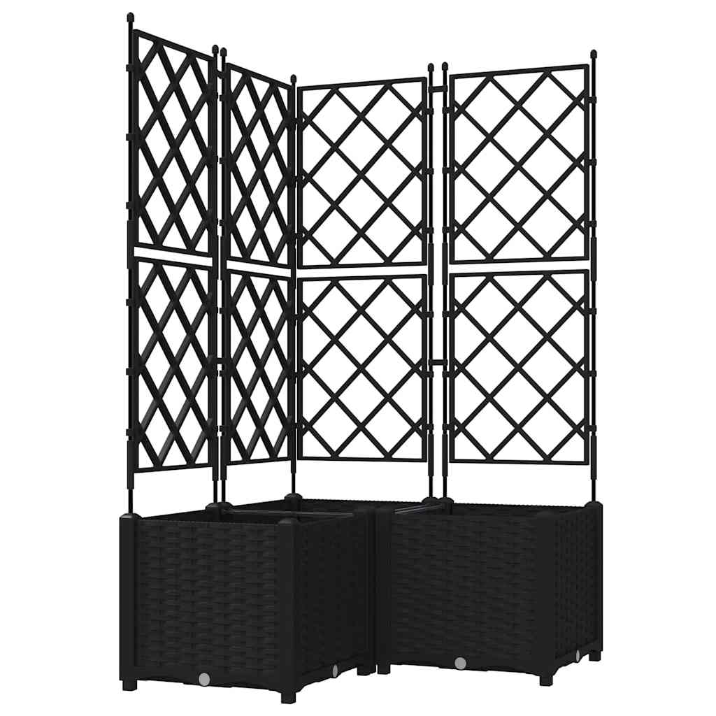 vidaXL Garten-Pflanzgefäß 3 pcs Schwarz 80 x 80 x 143 cm Stahl