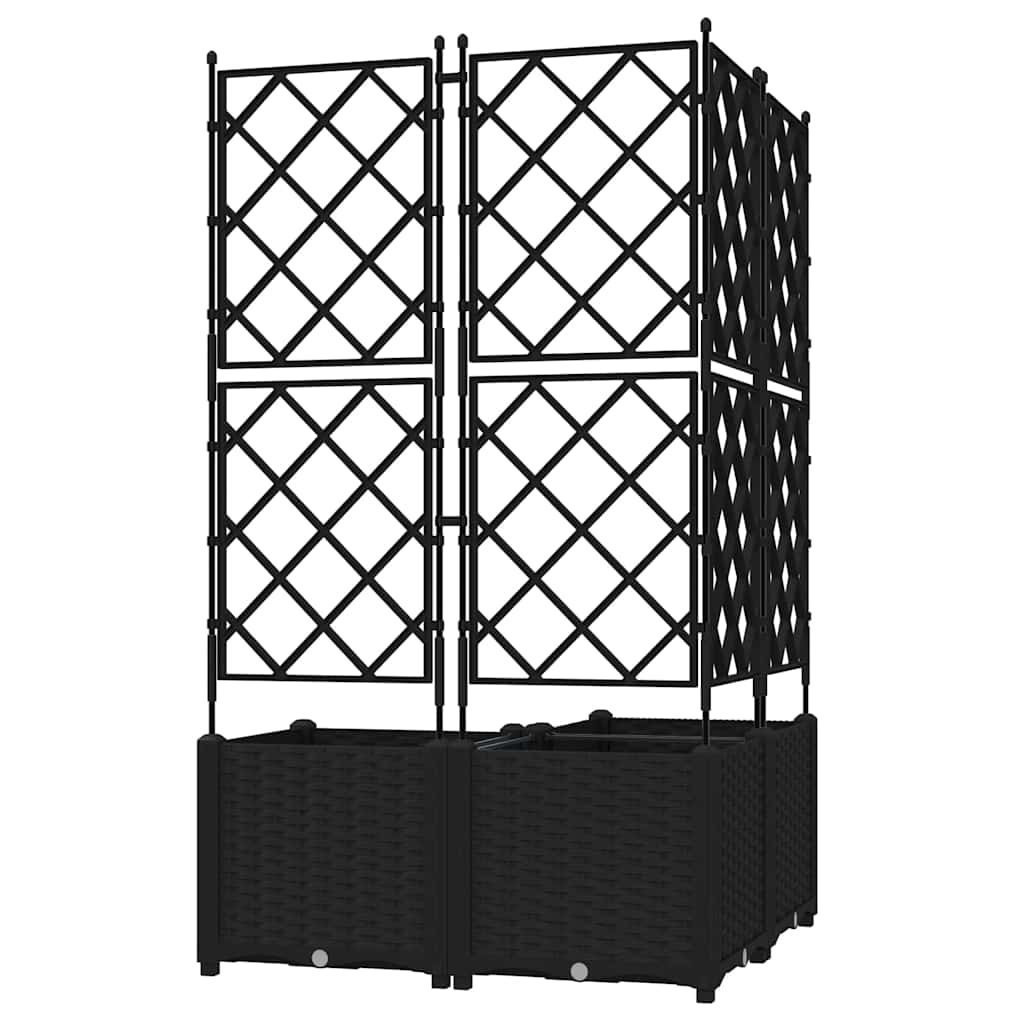 vidaXL Garten-Pflanzgefäß 3 pcs Schwarz 80 x 80 x 143 cm Stahl
