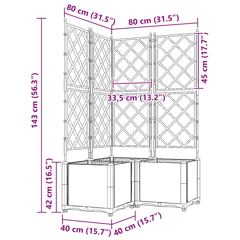 vidaXL Garten-Pflanzgefäß 3 pcs Schwarz 80 x 80 x 143 cm Stahl