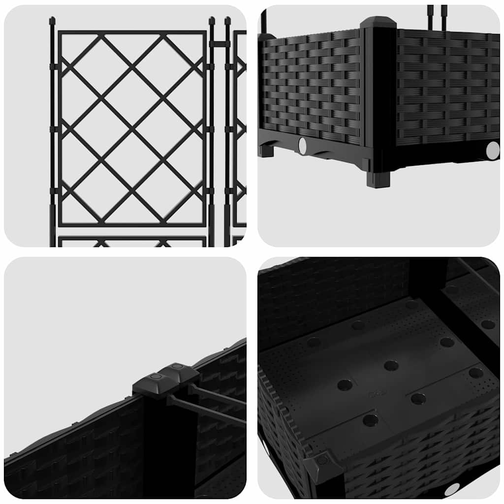 vidaXL Garten-Pflanzgefäß 5 pcs Schwarz 120 x 120 x 125,5 cm Stahl
