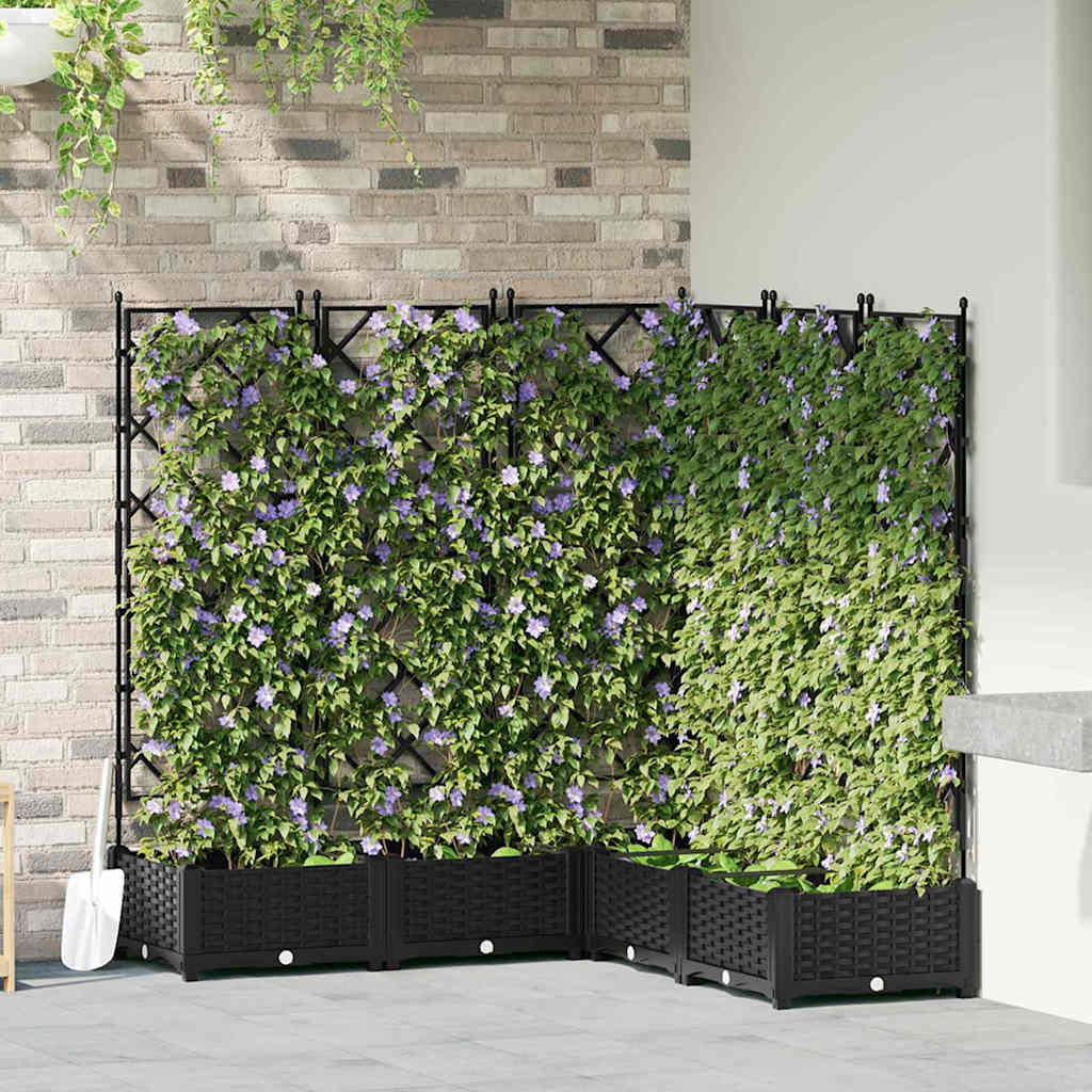 vidaXL Garten-Pflanzgefäß 5 pcs Schwarz 120 x 120 x 125,5 cm Stahl