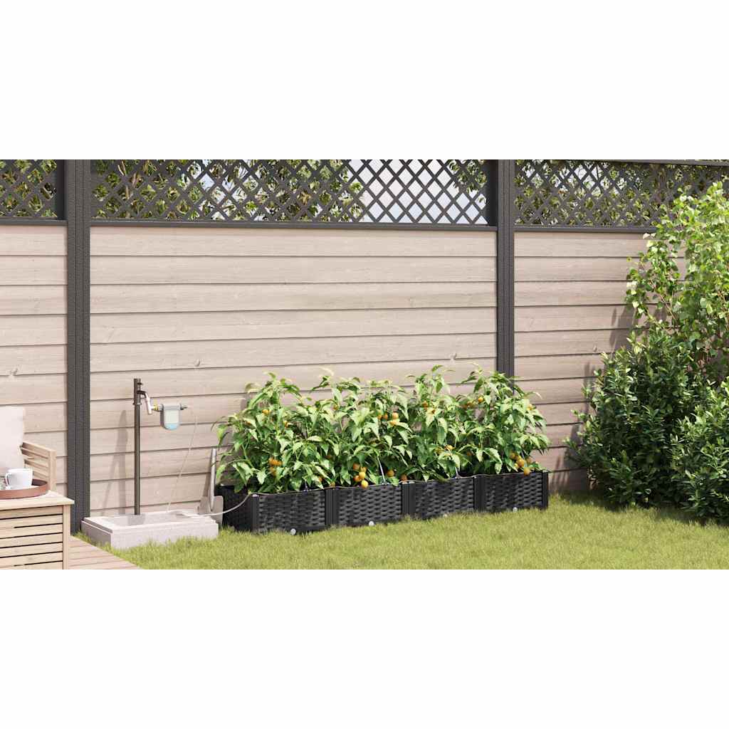 vidaXL Garten-Pflanzgefäß 4 pcs Schwarz Stahl