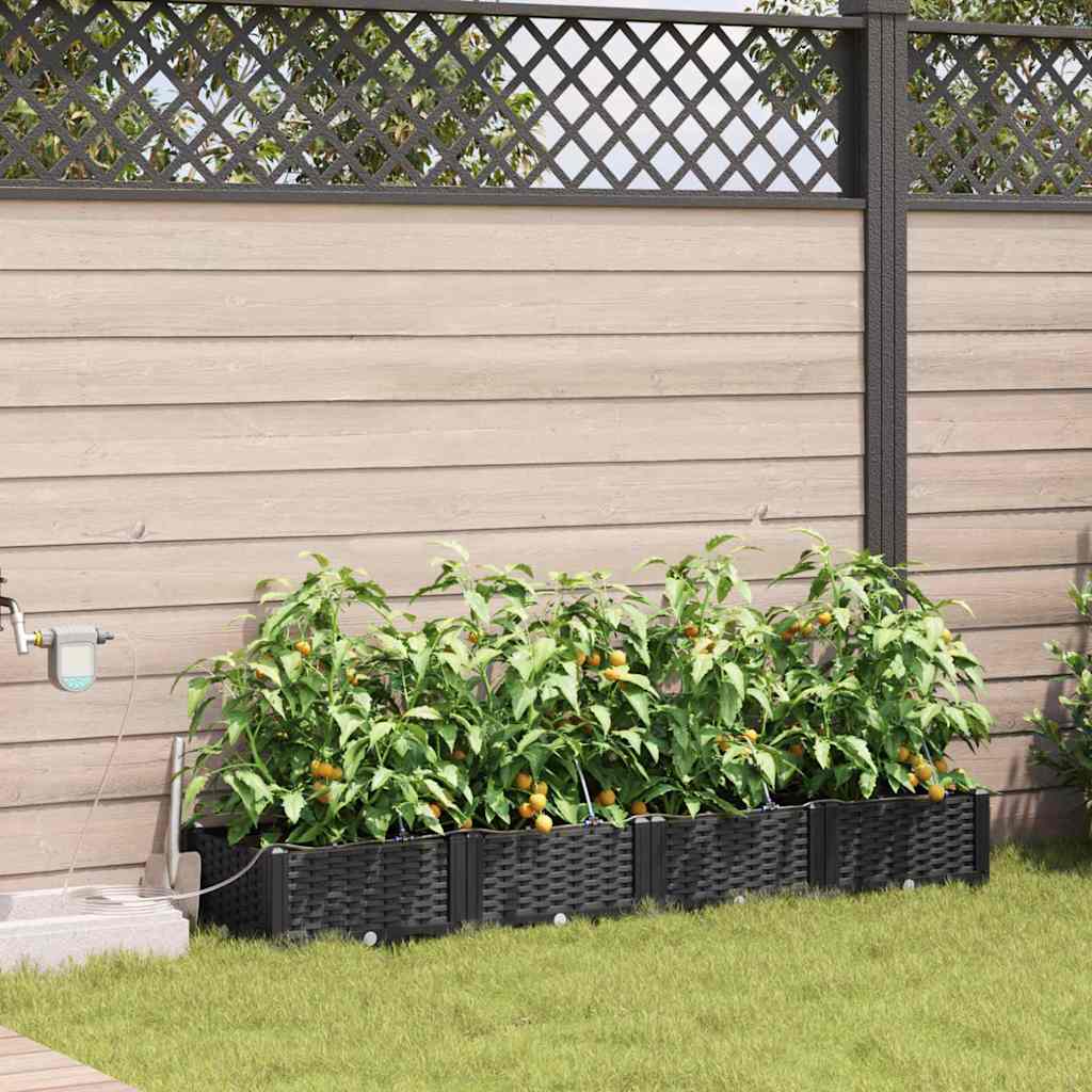 vidaXL Garten-Pflanzgefäß 4 pcs Schwarz Stahl