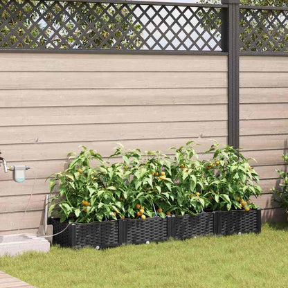 vidaXL Garten-Pflanzgefäß 4 pcs Schwarz Stahl