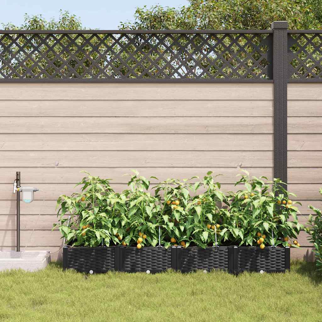 vidaXL Garten-Pflanzgefäß 4 pcs Schwarz Stahl
