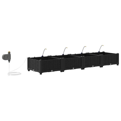 vidaXL Garten-Pflanzgefäß 4 pcs Schwarz Stahl