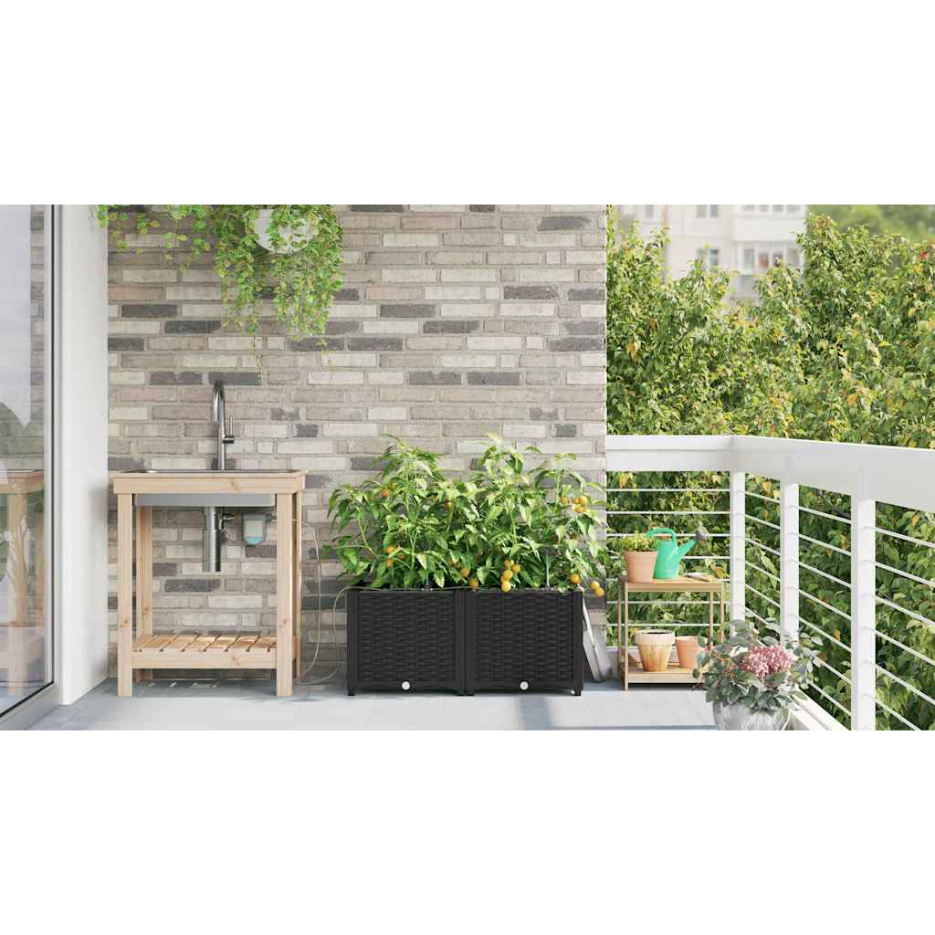 vidaXL Garten-Pflanzgefäß 2 pcs Schwarz Stahl