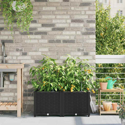 vidaXL Garten-Pflanzgefäß 2 pcs Schwarz Stahl