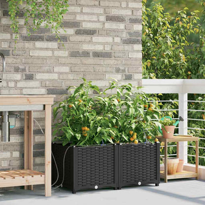 vidaXL Garten-Pflanzgefäß 2 pcs Schwarz Stahl