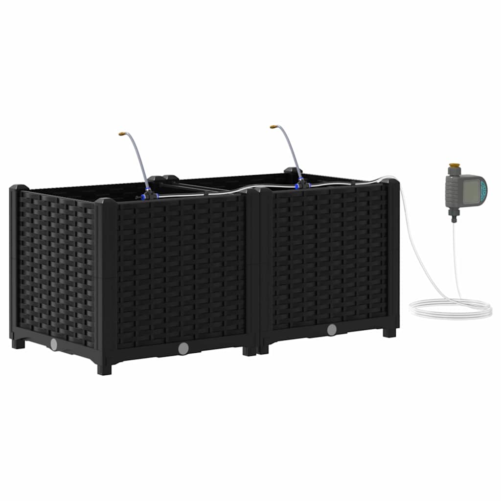 vidaXL Garten-Pflanzgefäß 2 pcs Schwarz Stahl