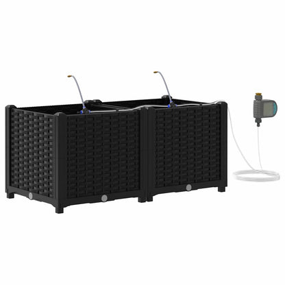 vidaXL Garten-Pflanzgefäß 2 pcs Schwarz Stahl