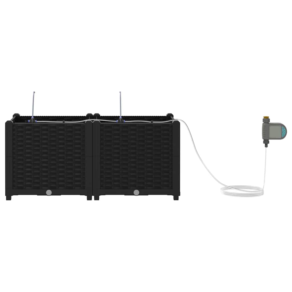 vidaXL Garten-Pflanzgefäß 2 pcs Schwarz Stahl