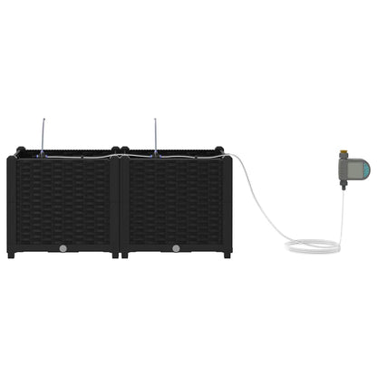 vidaXL Garten-Pflanzgefäß 2 pcs Schwarz Stahl
