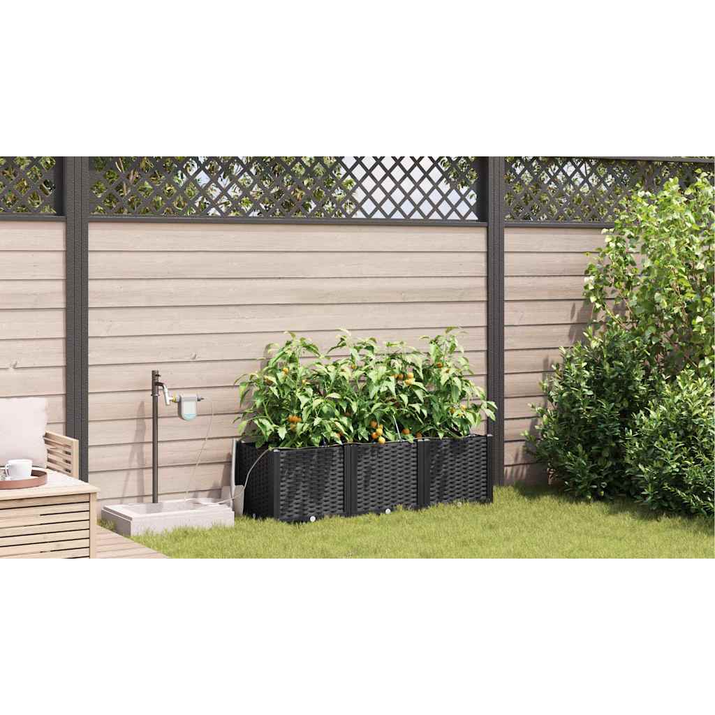 vidaXL Garten-Pflanzgefäß 3 pcs Schwarz Stahl