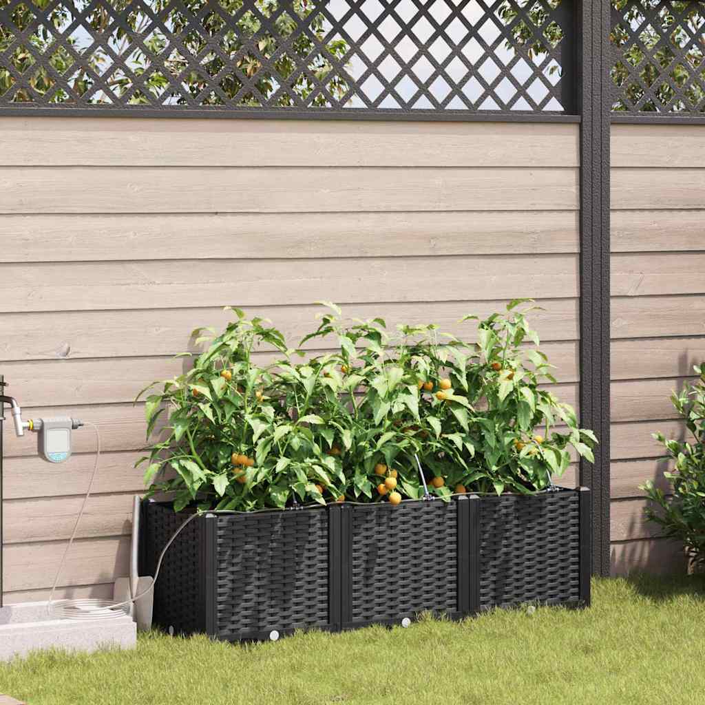 vidaXL Garten-Pflanzgefäß 3 pcs Schwarz Stahl