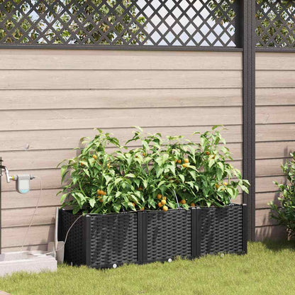 vidaXL Garten-Pflanzgefäß 3 pcs Schwarz Stahl