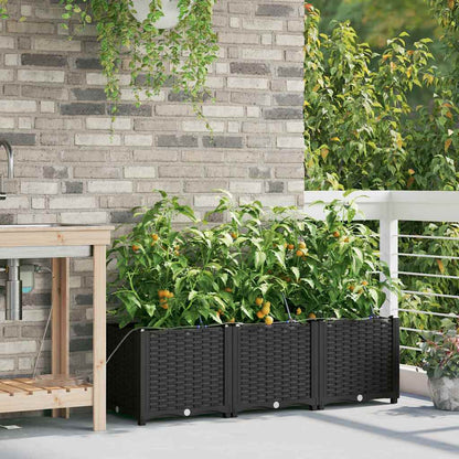 vidaXL Garten-Pflanzgefäß 3 pcs Schwarz Stahl
