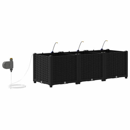 vidaXL Garten-Pflanzgefäß 3 pcs Schwarz Stahl
