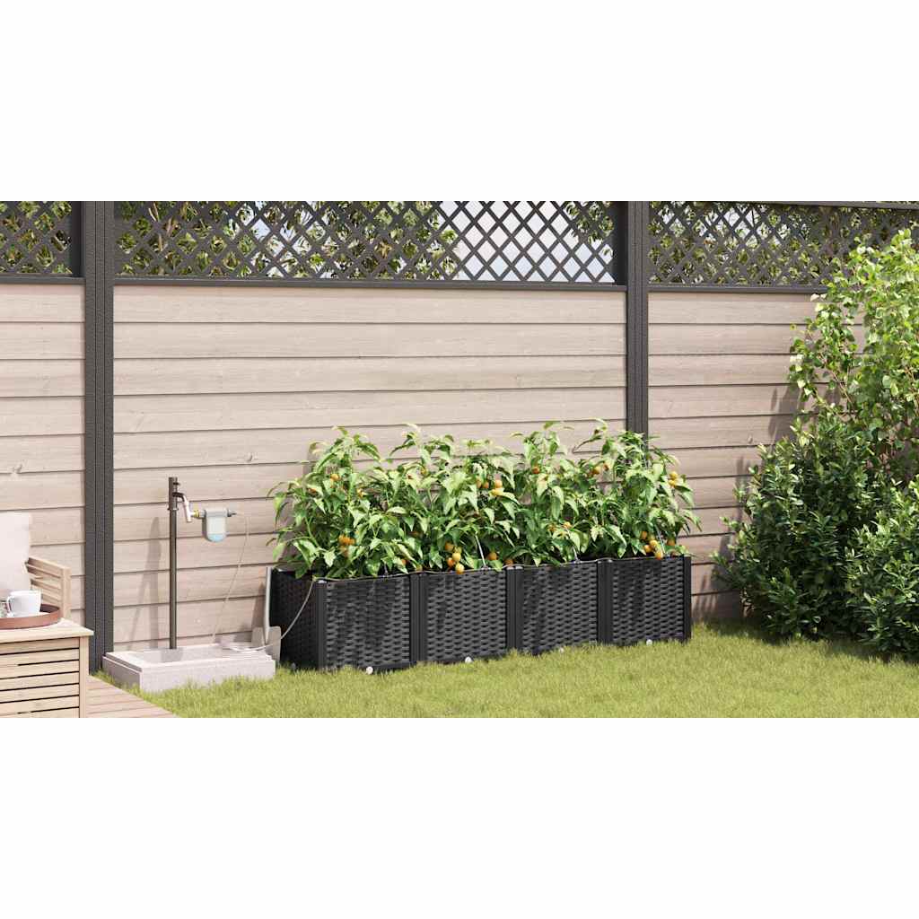 vidaXL Jardinière de jardin 4 pcs Acier noir