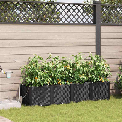 vidaXL Jardinière de jardin 4 pcs Acier noir