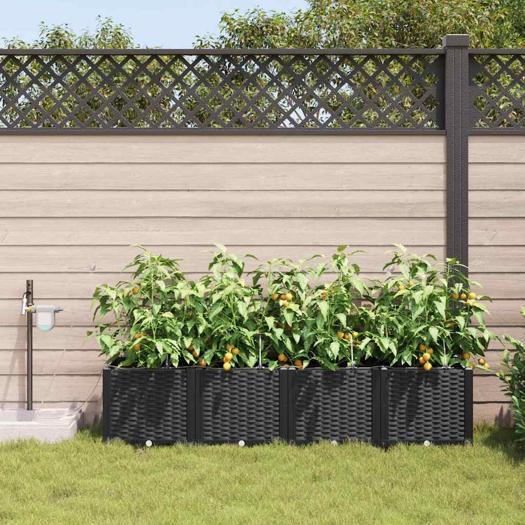 vidaXL Jardinière de jardin 4 pcs Acier noir